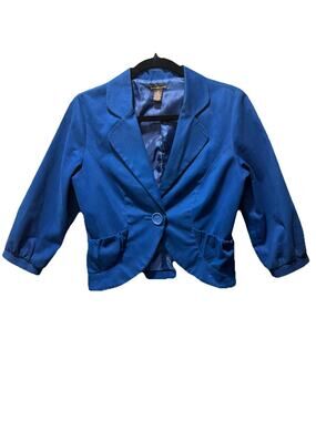 Coco & Chase Brushed Soft Denim Cropped Jacket Electric Indigo Blue Med Blazer
